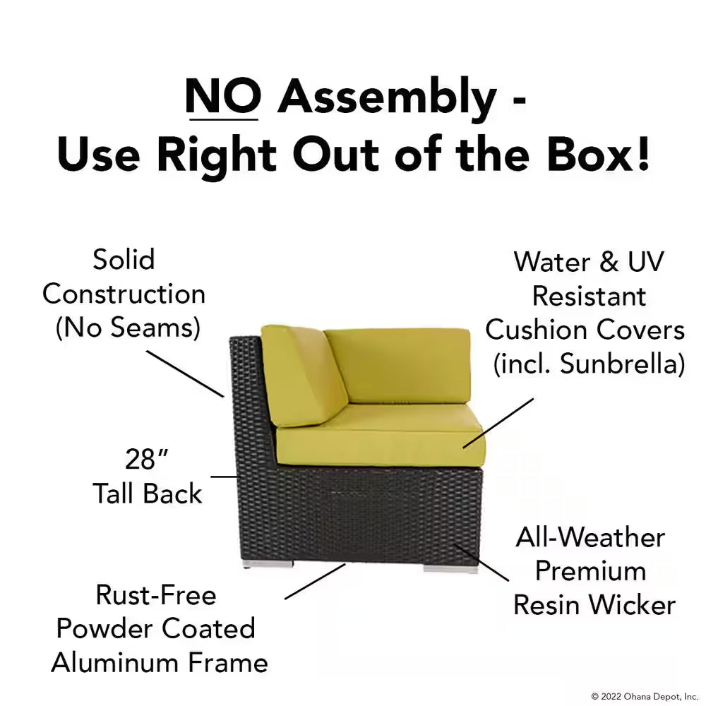 Black 9-Piece Wicker Patio Combo Conversation Set with Sunbrella Coal Cushions